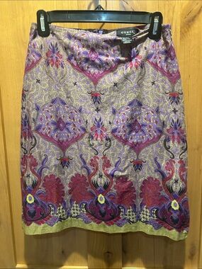 GUESS Vintage Purple and Gold Paisley Brocade Skirt